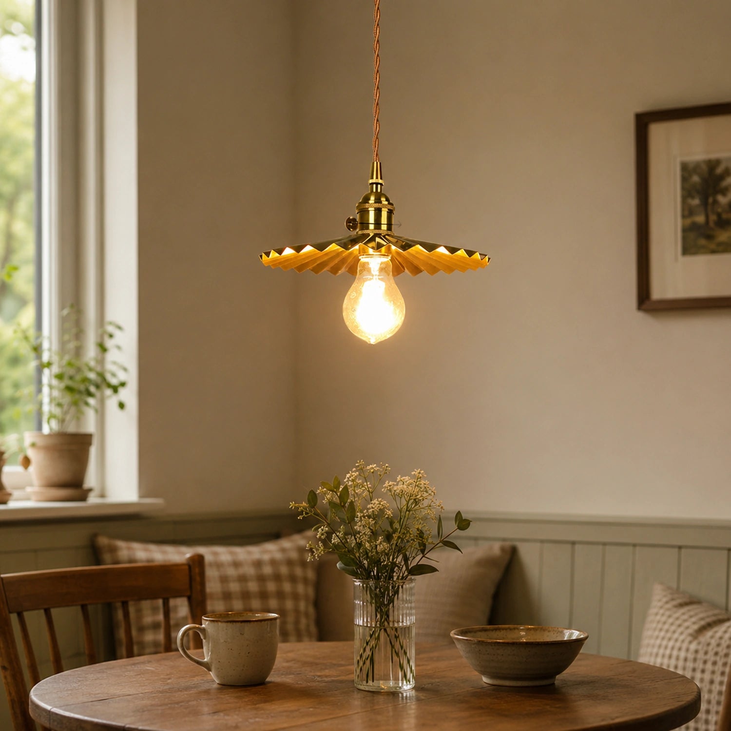 Copper and Glass Pendant Light