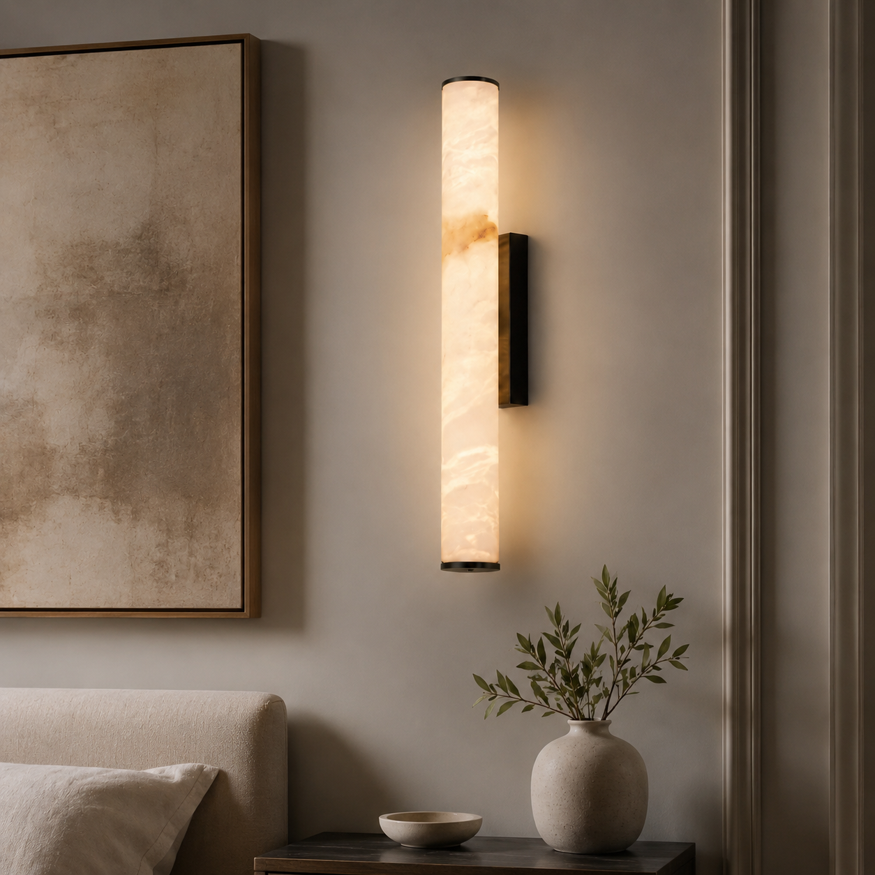 Art Deco Simulated Marble LED Wall Light