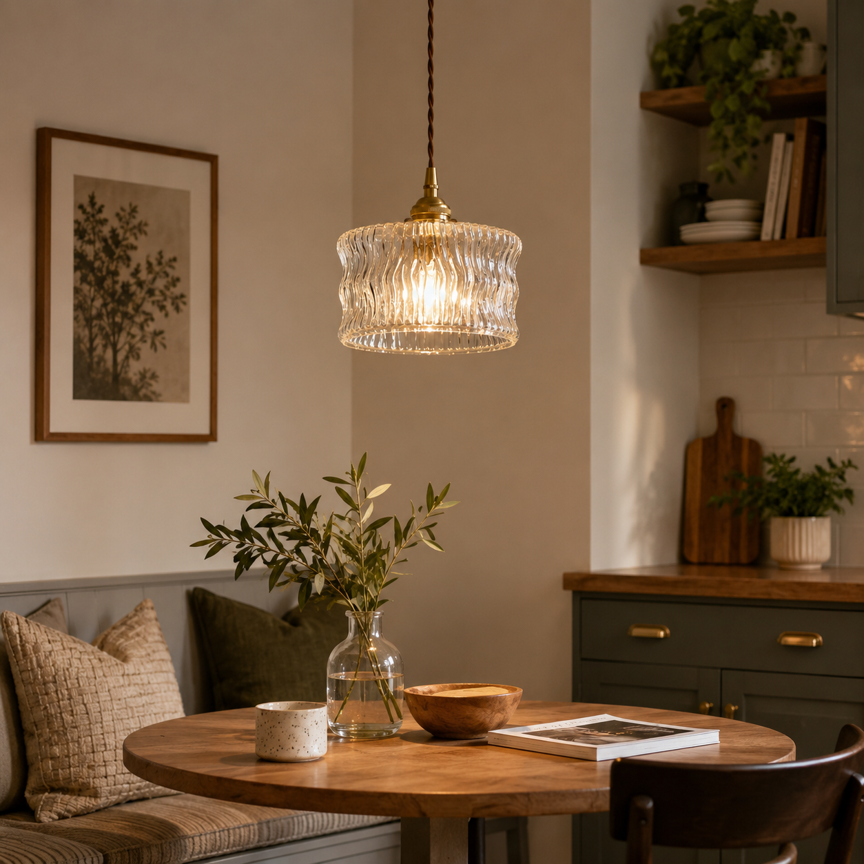 Copper and Glass Pendant Light