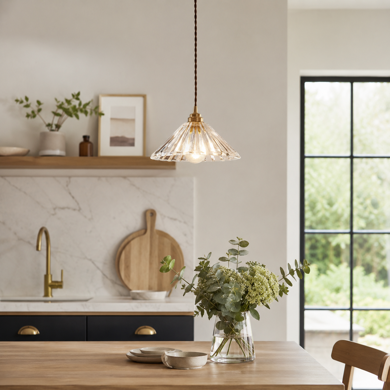 Copper and Glass Pendant Light