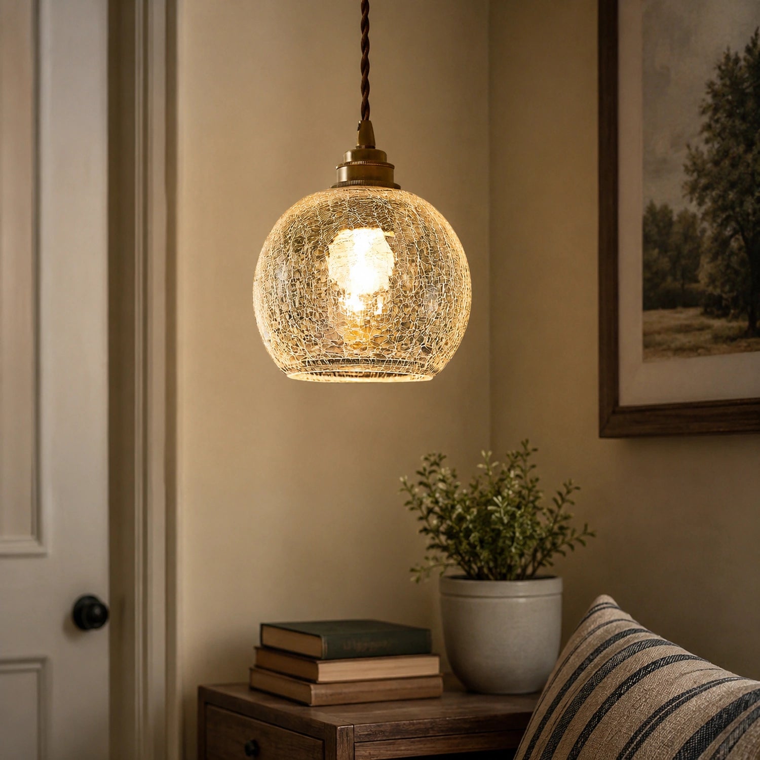 Copper and Glass Pendant Light
