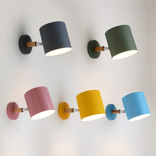 Nordic Adjustable Metal And Wood Modern Wall Light