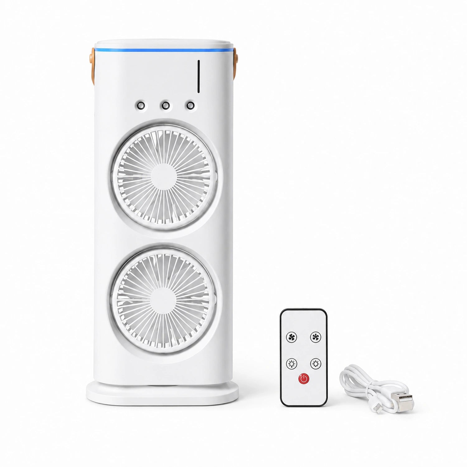 Dual-Head Portable Air Cooler with Humidifier and LED Night Light