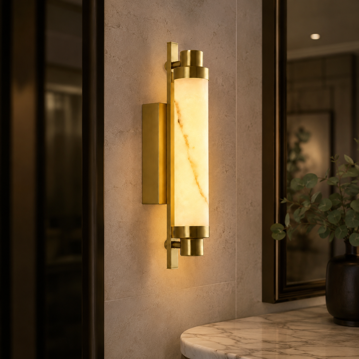Art Deco Simulated Marble LED Wall Light