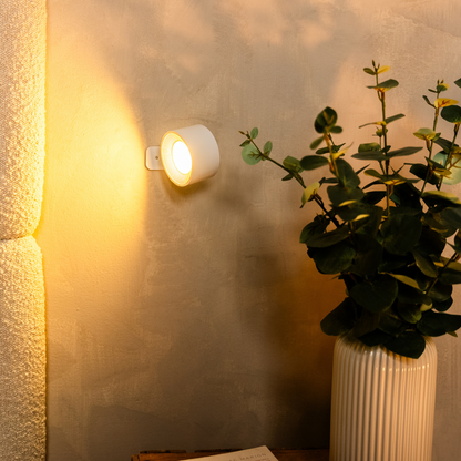 Battery Operated Modern Wall Sconce - Magnetic Mount, Wireless - Bedside Reading Light