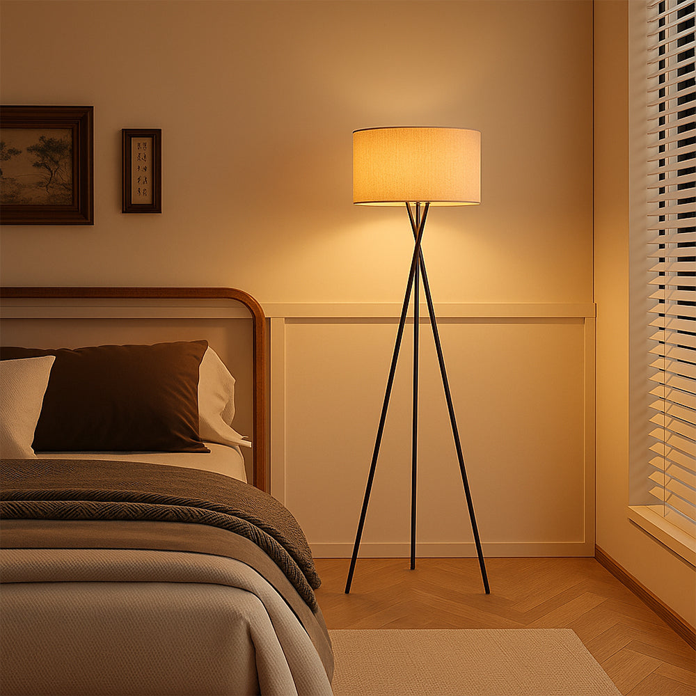 Modern Ambient Silk Shade Contemporary Floor Lamp