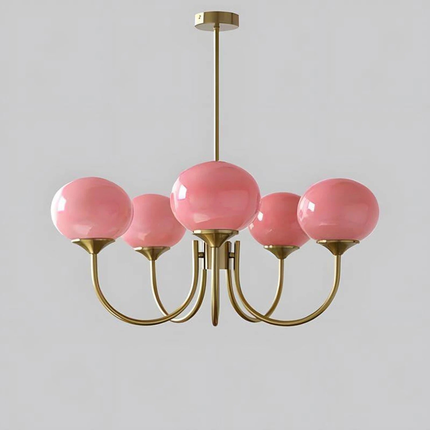 Modern glass ball pendant light with metal finish, suitable for living rooms and bedrooms, available in 3 or 5-light configurations.
