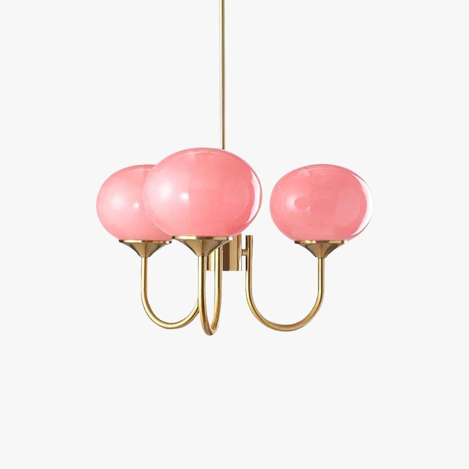 Modern glass ball pendant light with metal finish, suitable for living room or dining room ceiling lighting.
