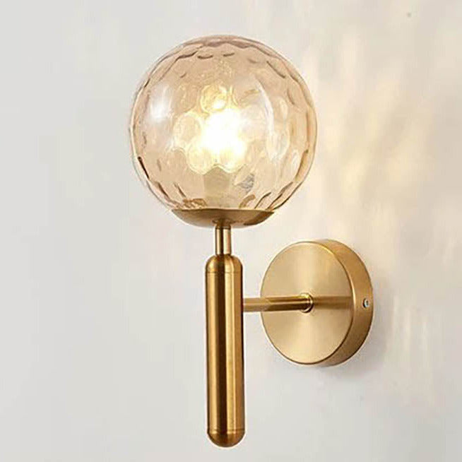 Modern Glass Ball Wall Sconce – Nordic Brushed Brass Iron for Bedroom & Bathroom