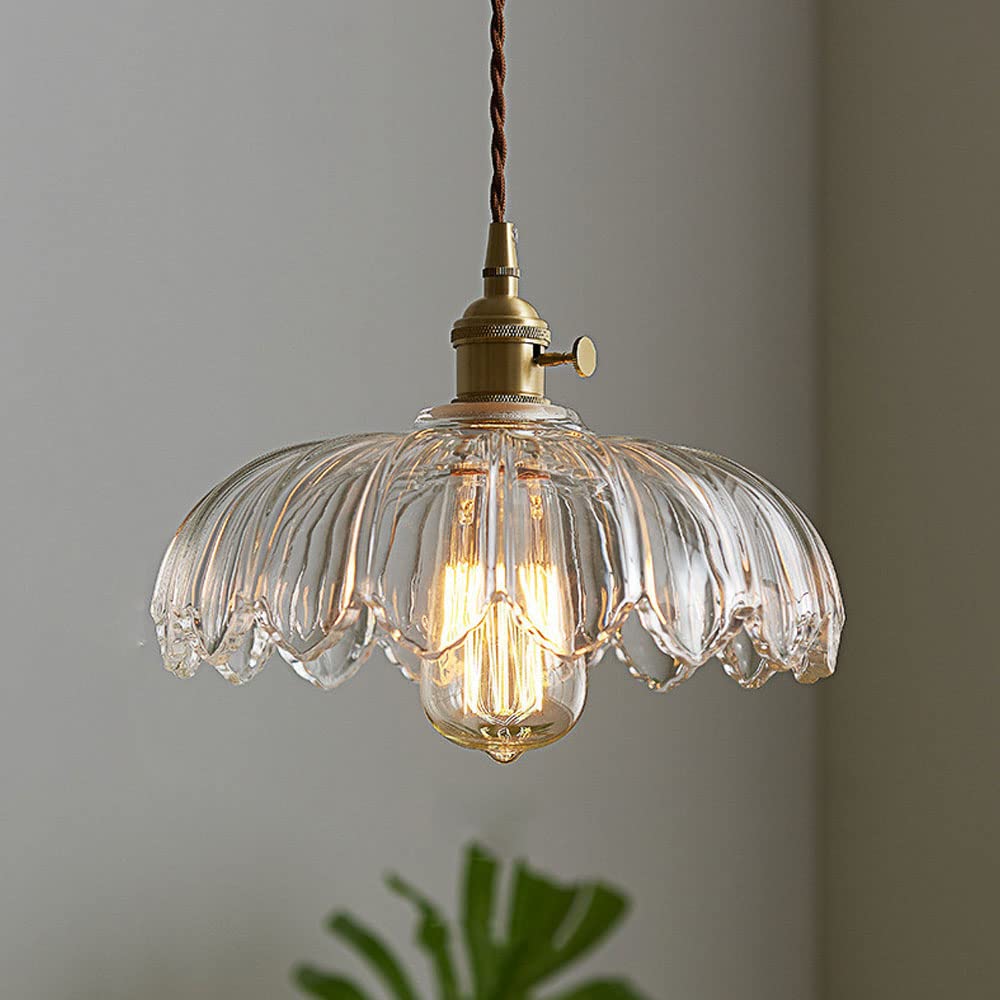 Vintage Floral Adjustable Glass Kitchen Pendant Light