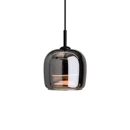Modern Smoked Glass Pendant Light - Black Single Light Fixture