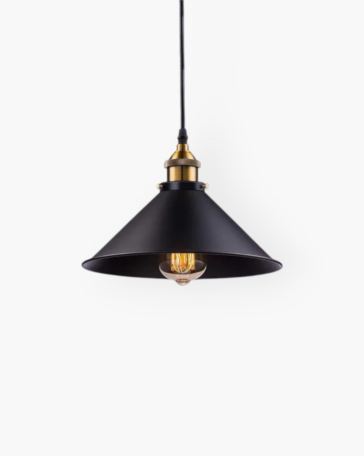 Industrial Modern Adjustable Height Metal Black Shade Gold Interior Pendant Light