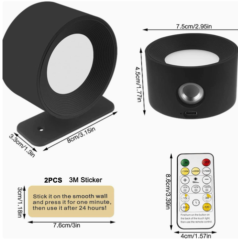 Battery Operated Modern Wall Sconce - Magnetic Mount, Wireless - Bedside Reading Light