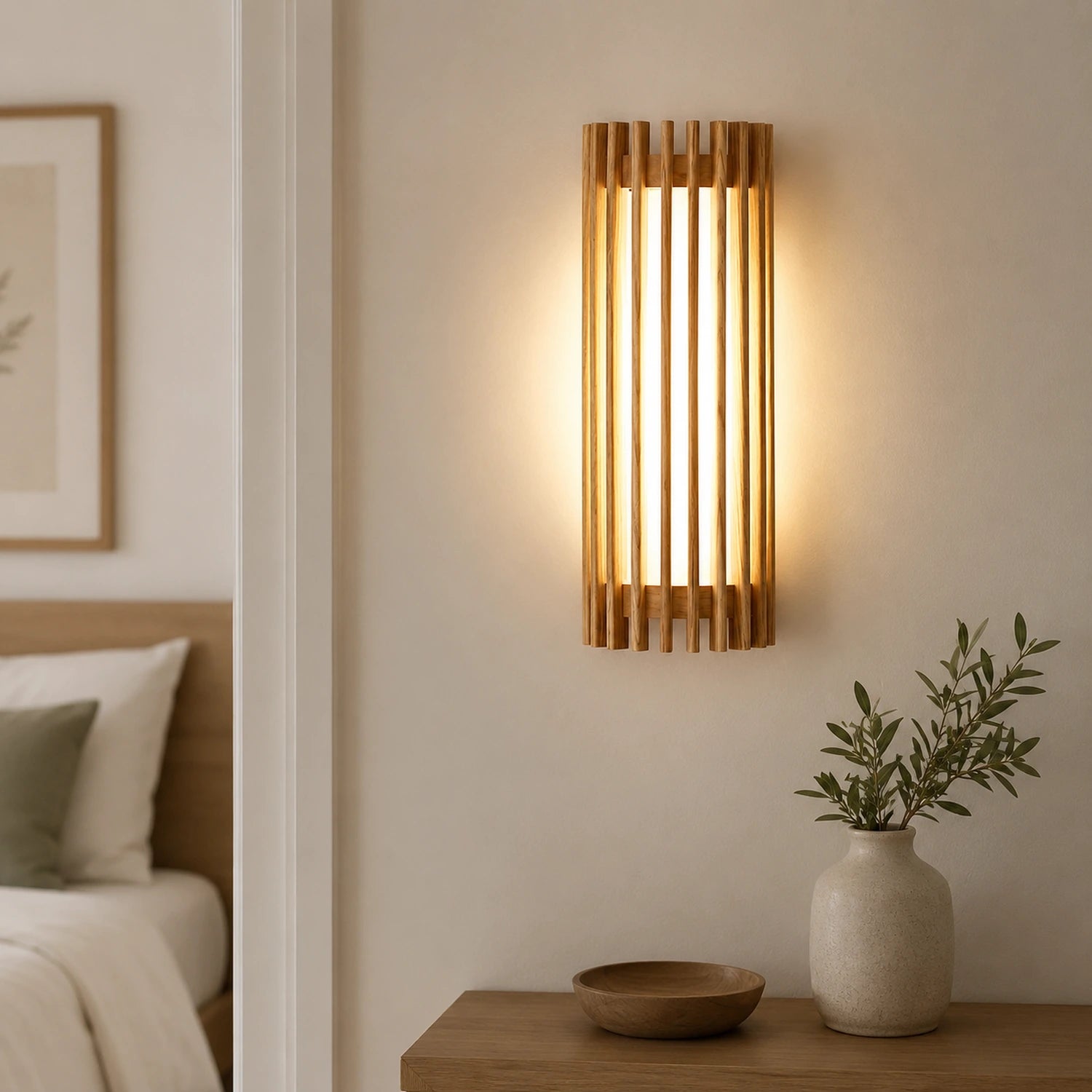 Wabi-sabi Style Wood and Acrylic LED Wall Sconce
