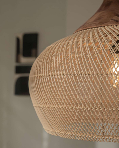 Bohemian Dimmable Rattan Woven Ceiling Pendant Light