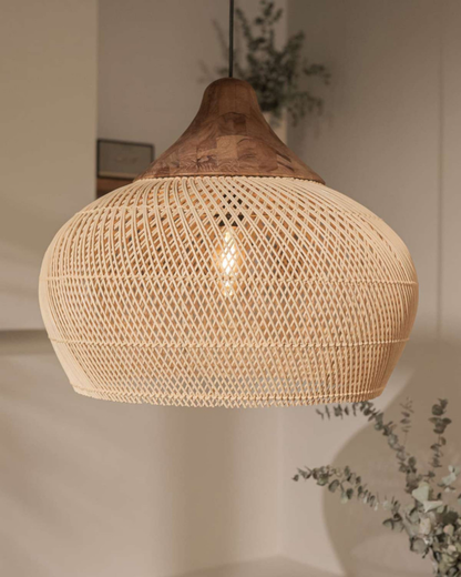 Bohemian Dimmable Rattan Woven Ceiling Pendant Light