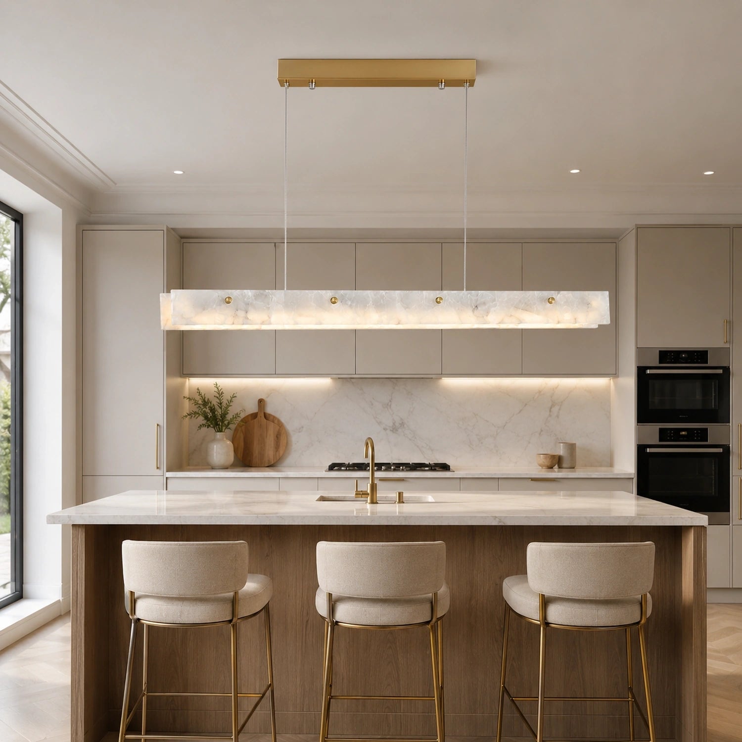 Natural Marble Linear Pendant Light