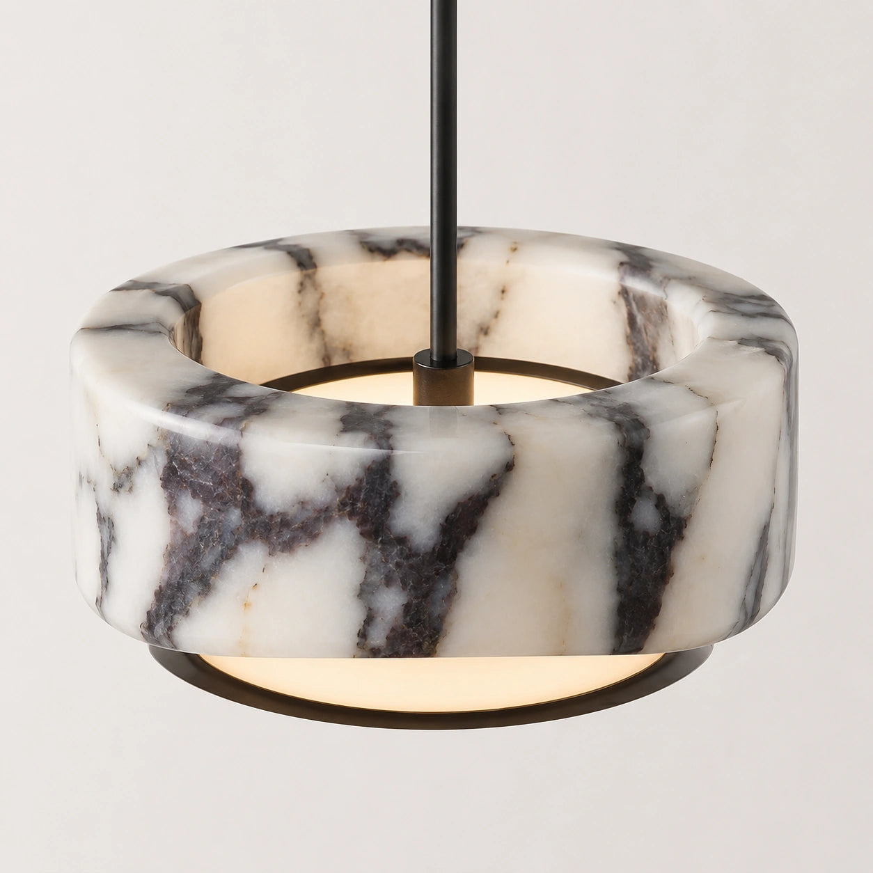 Natural Stone Round Pendant Light with Integrated LED