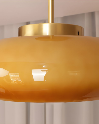 Elegant Glass Gold Tone Iron Frame Modern Pendant Lamp