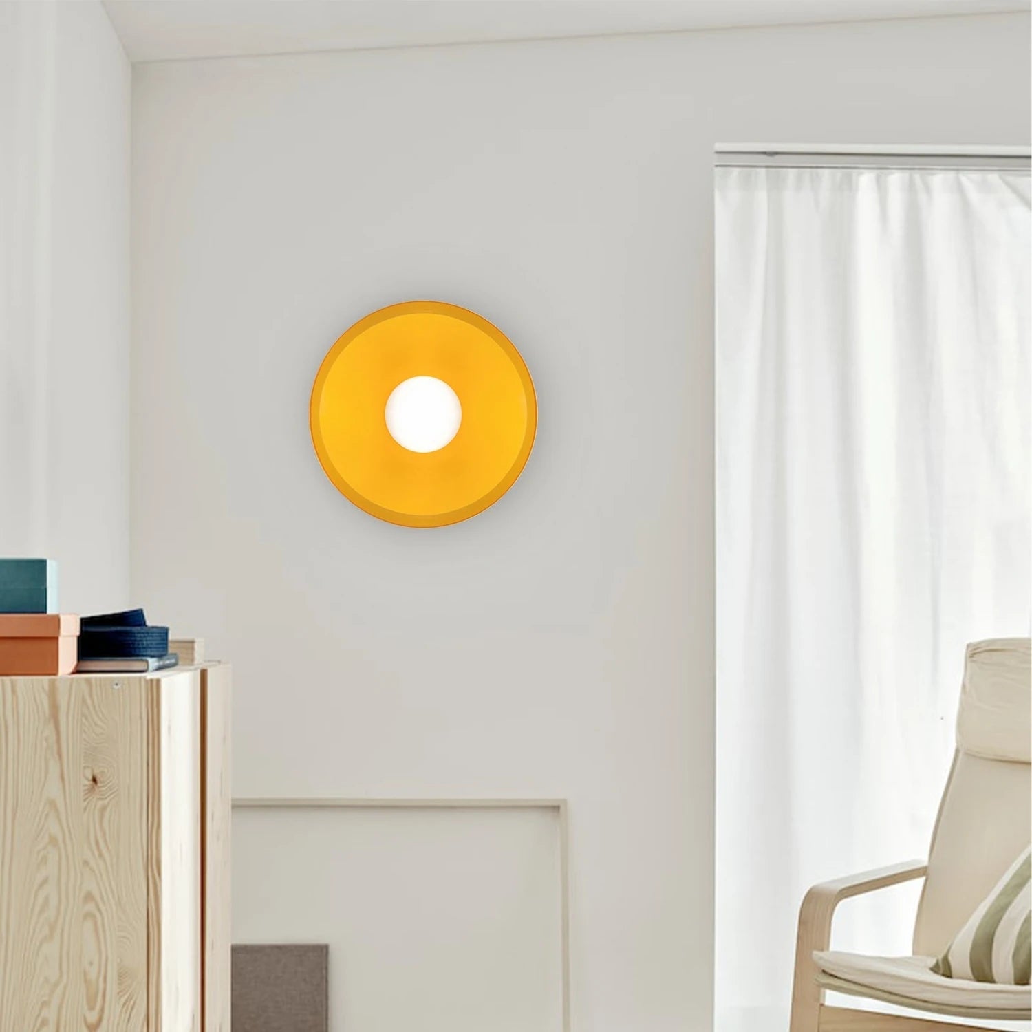 Minimalist modern flush mount ceiling light in olive green with a low-profile silhouette for soft, glare-free illumination in bedrooms and hallways.