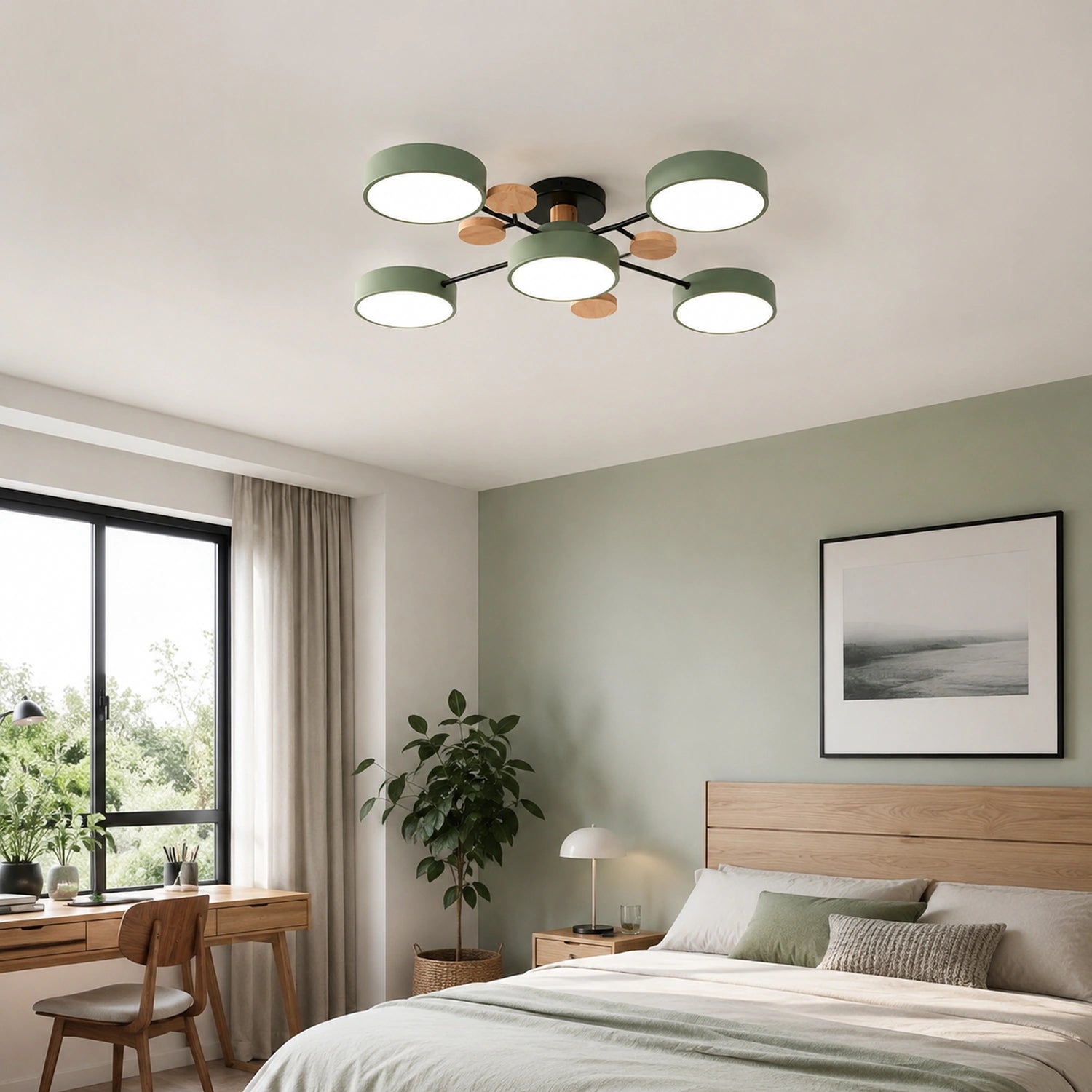 Modern Wood Round LED Ceiling Light