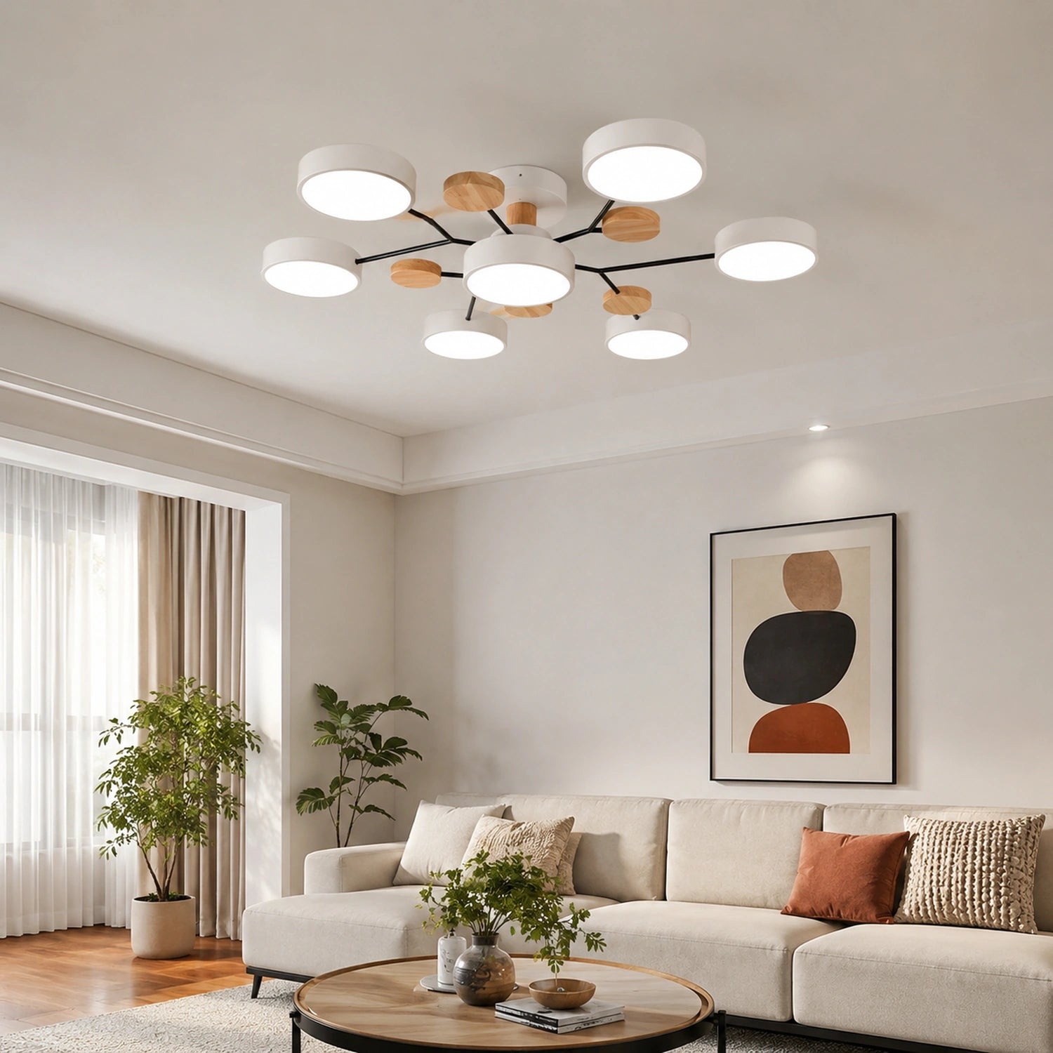 Modern Wood Round LED Ceiling Light