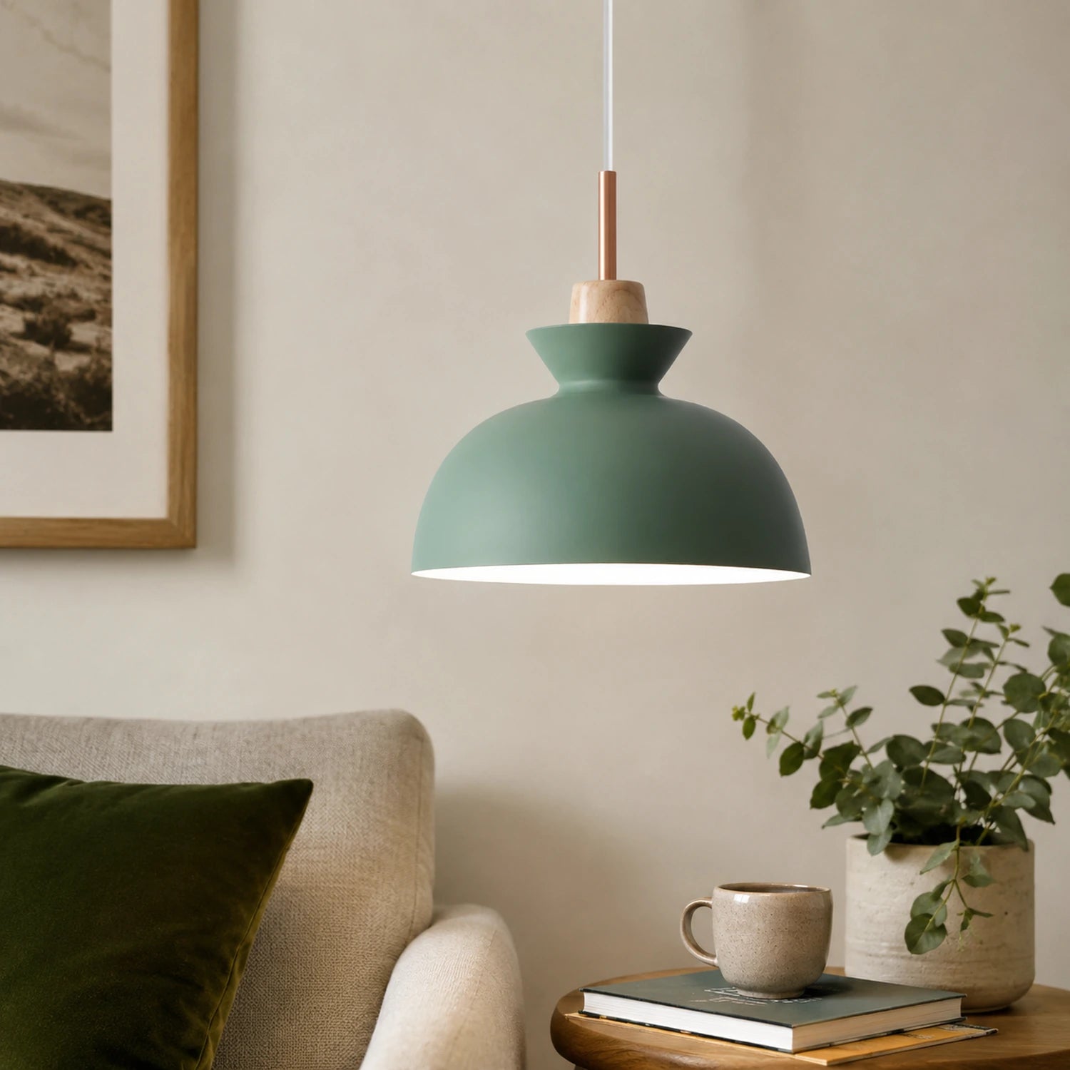 Modern Wood and Iron Pendant Light