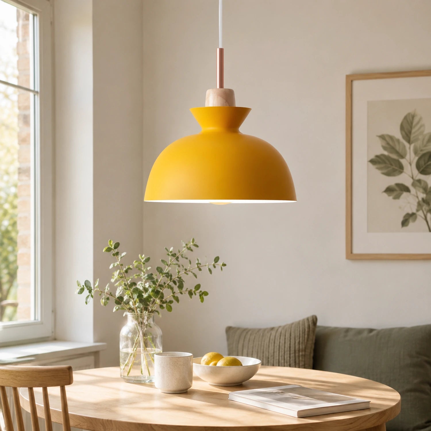 Modern Wood and Iron Pendant Light