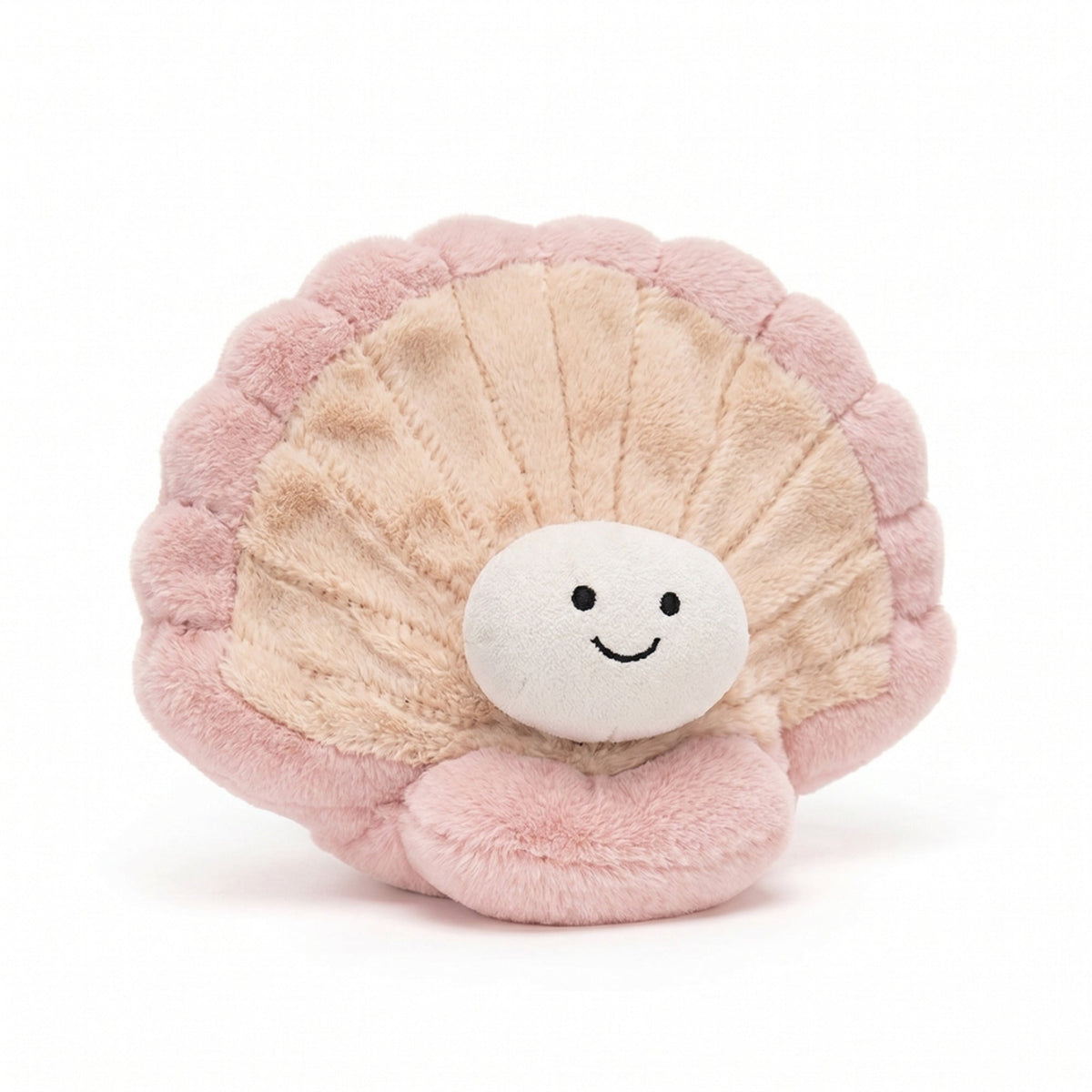 Pink and cream smiling seashell plush toy
