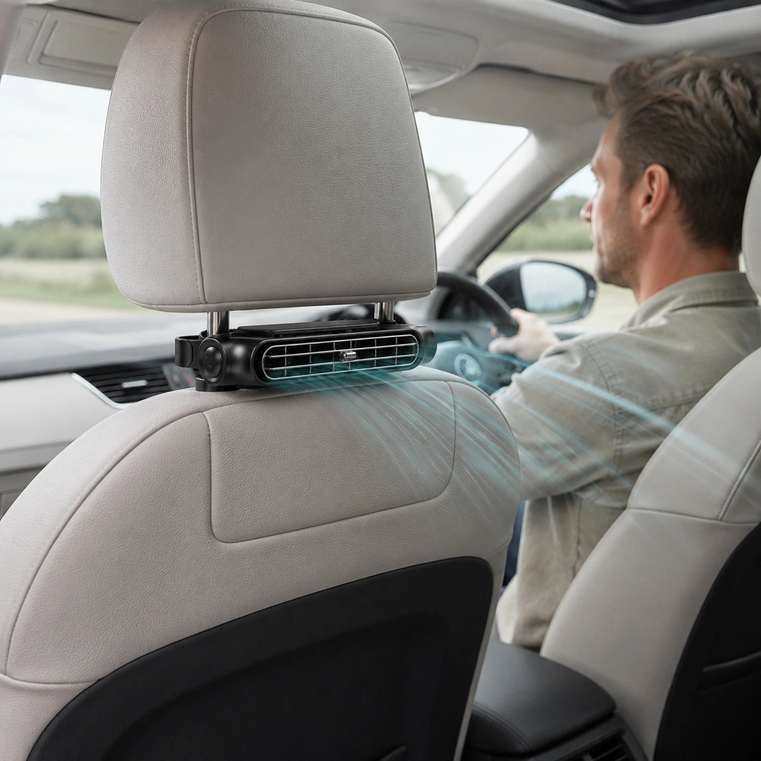 Car Headrest Cooling Fan with 3 Speeds and USB Power