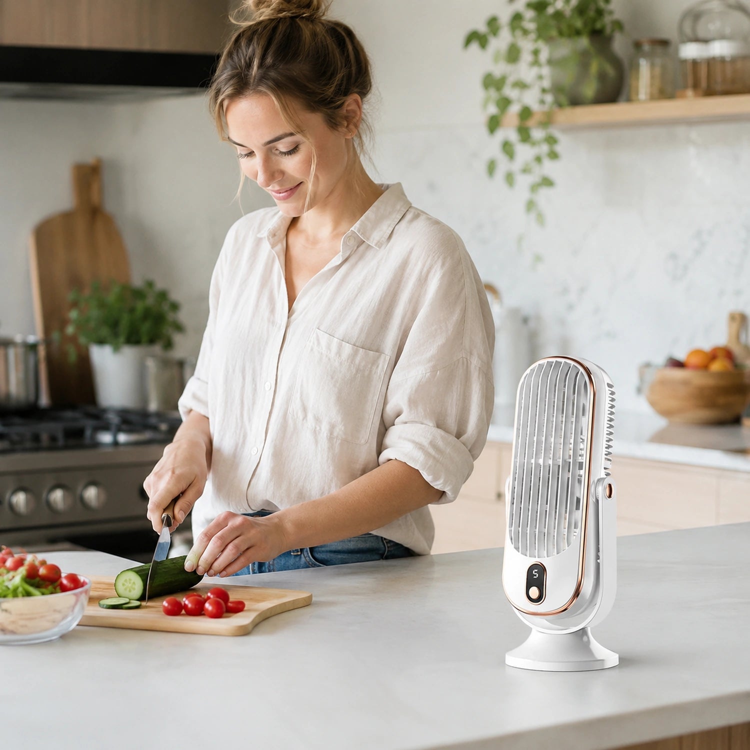 Rechargeable Dual Head Desktop Fan with LED Display