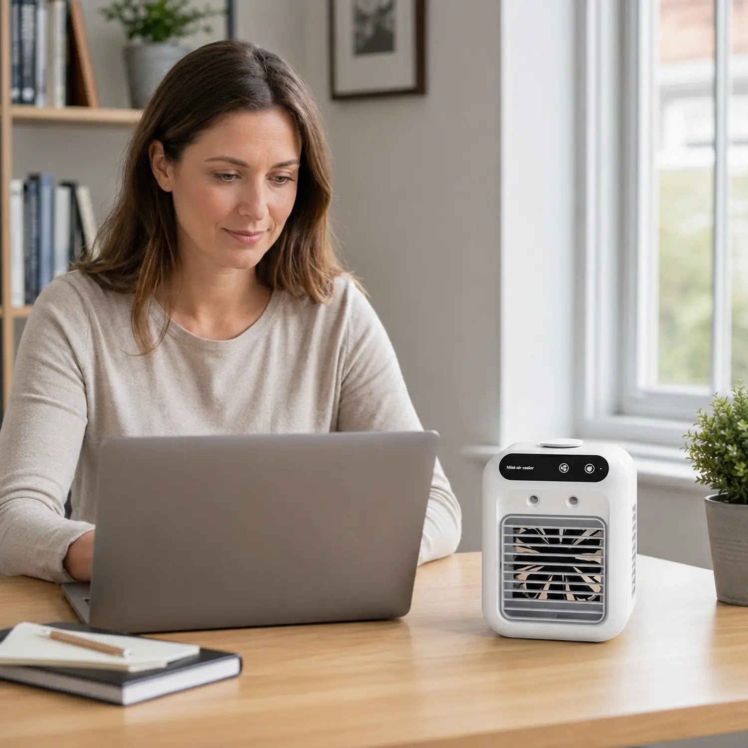 Portable USB Air Cooler with Water Tank & Rechargeable Battery