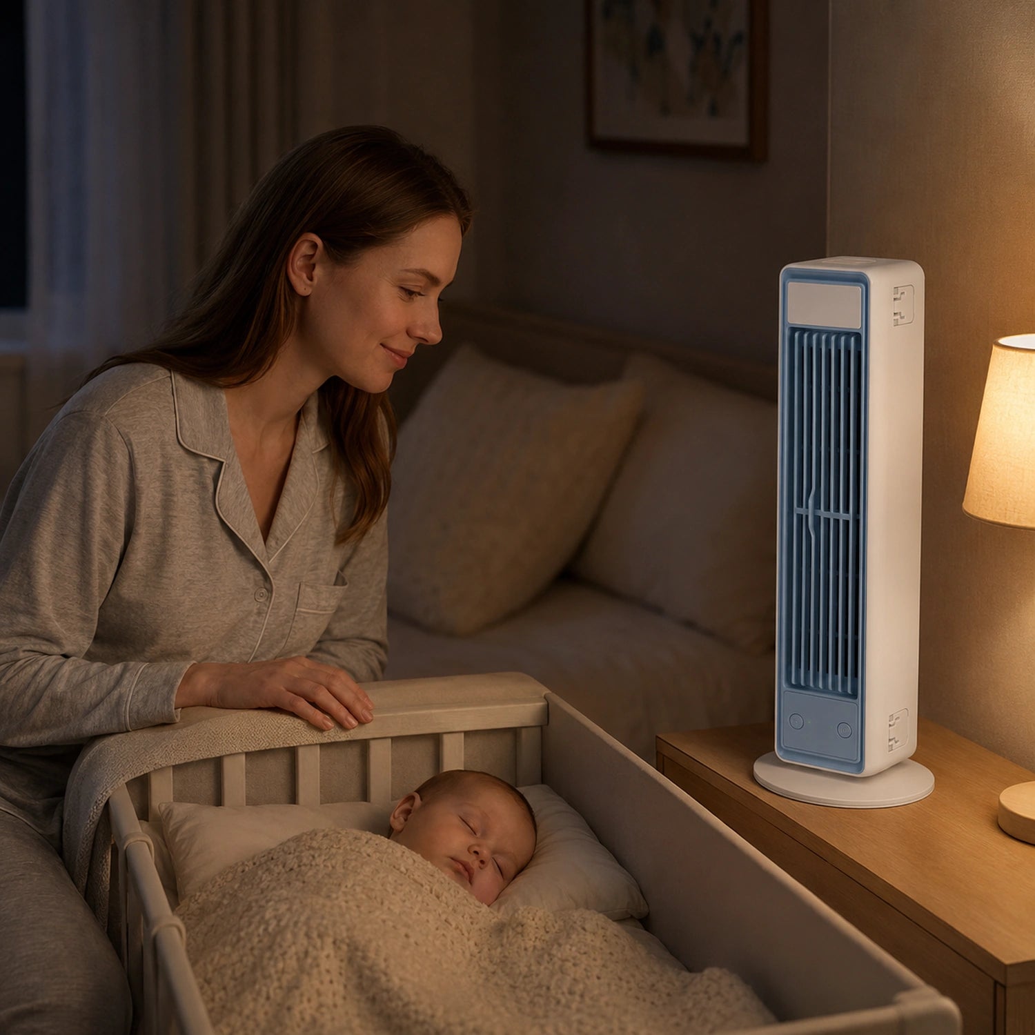 Portable Bladeless Tower Fan with Oscillation