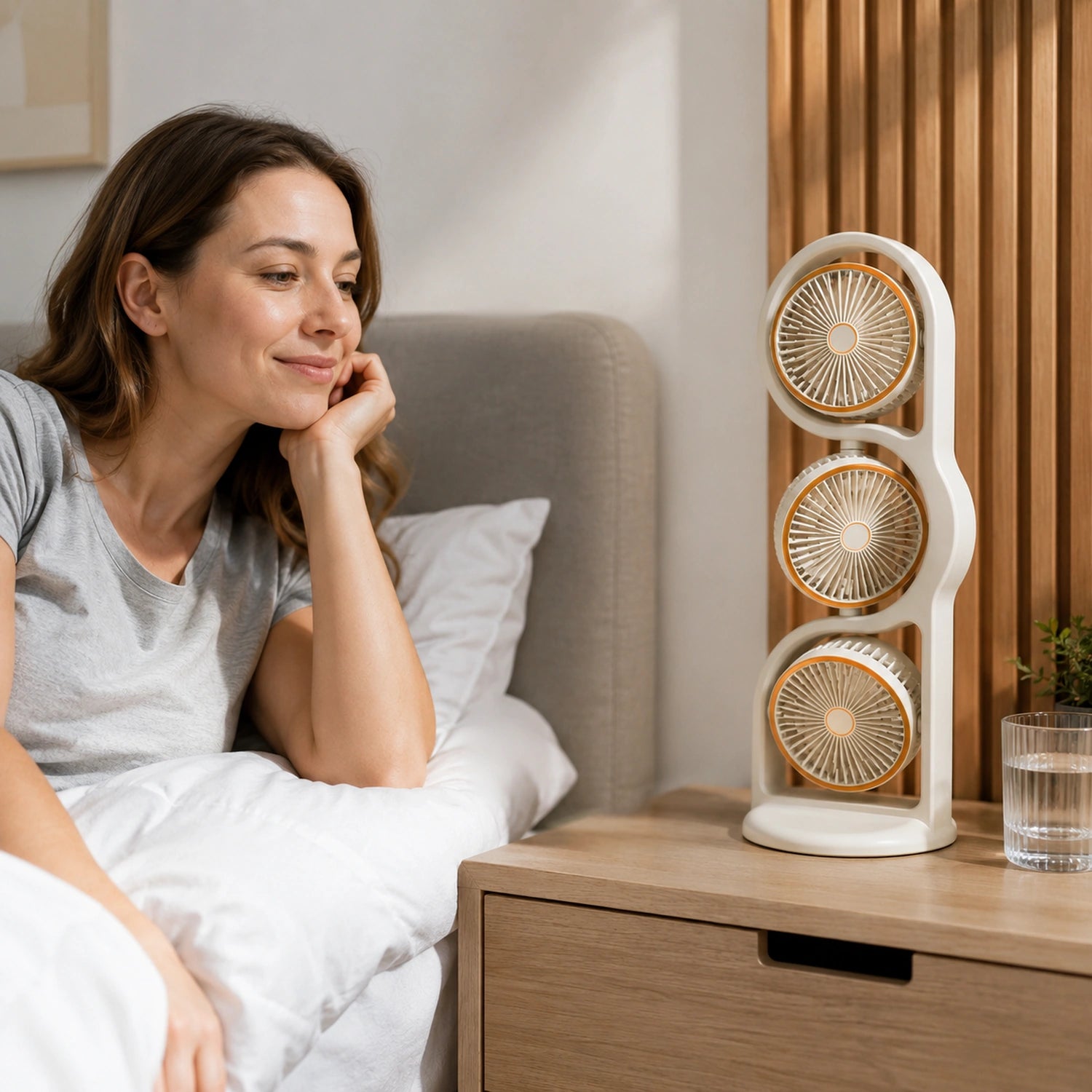 Rechargeable Triple Head Desktop Fan