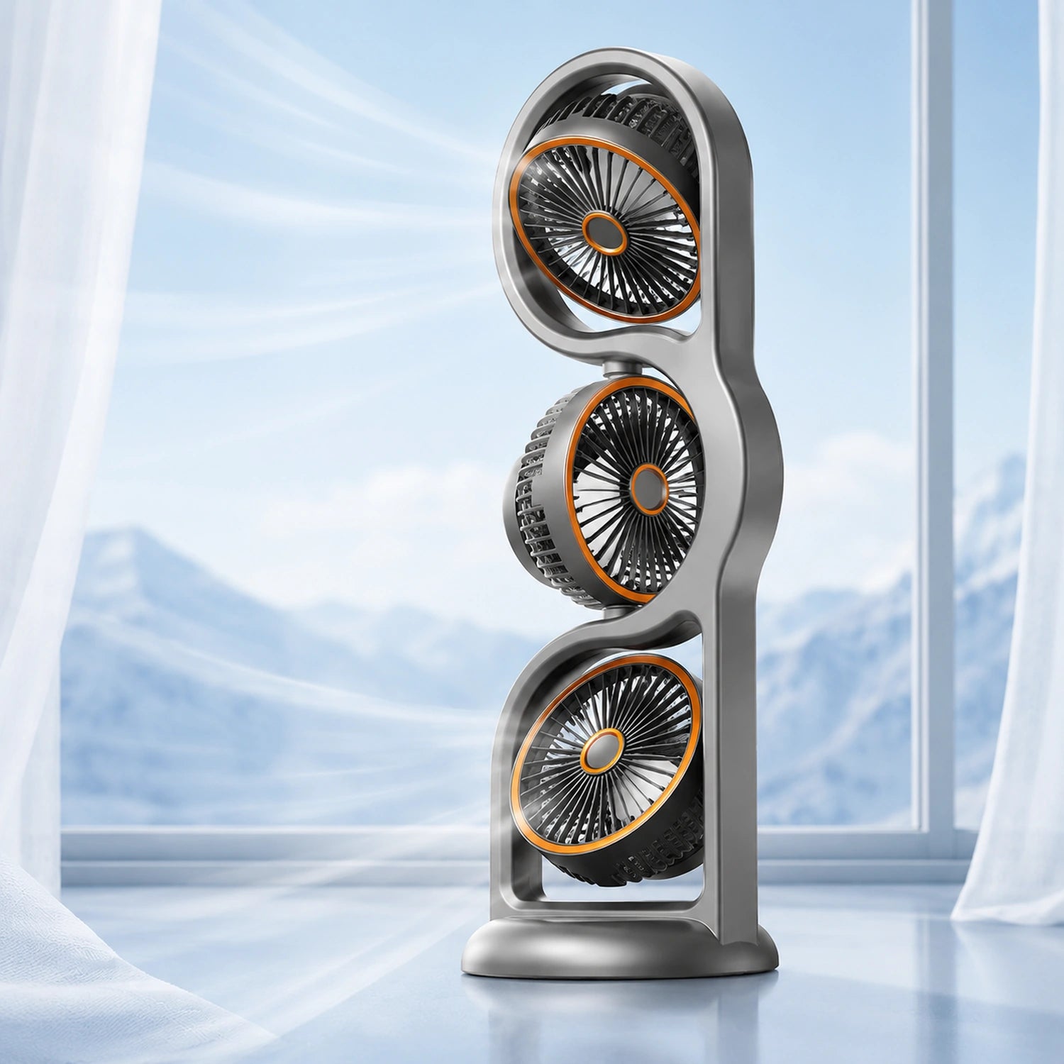 Rechargeable Triple Head Desktop Fan