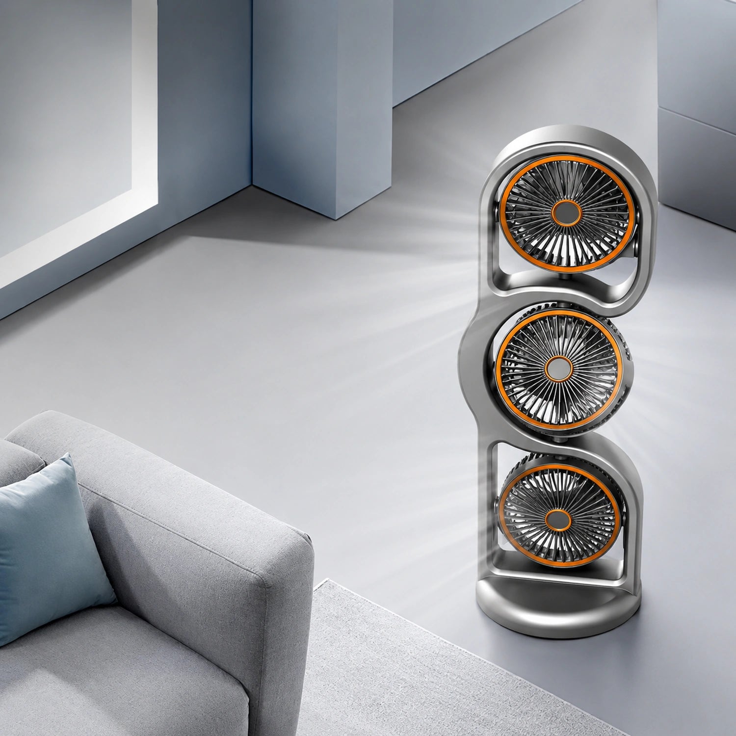 Rechargeable Triple Head Desktop Fan