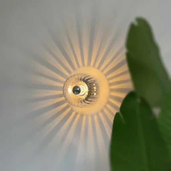 Modern Glass Wall Sconce - Ripple Textured Shade - Hallway & Bedroom Accent Lighting