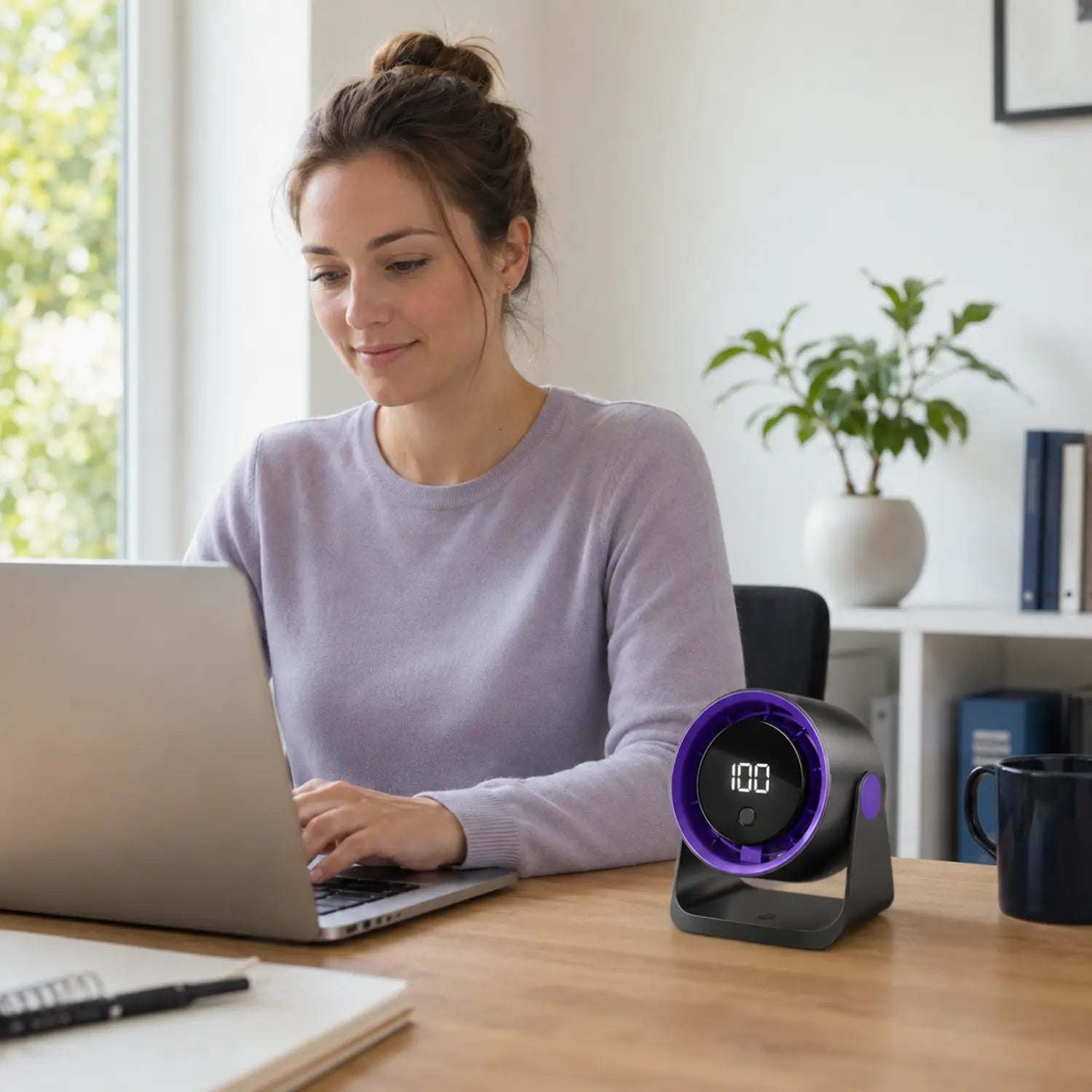 Rechargeable Desktop Fan with Digital Display & Wall Mount
