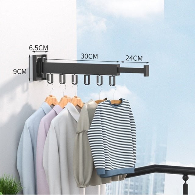White two-section racks used in a laundry area