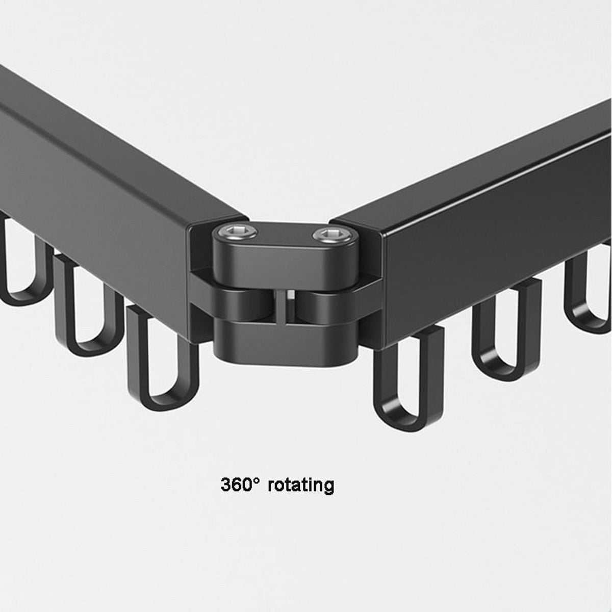 Rotating joint detail on the black wall airer