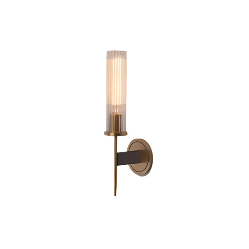 Modern Ribbed Glass Wall Lamp Brass Finish