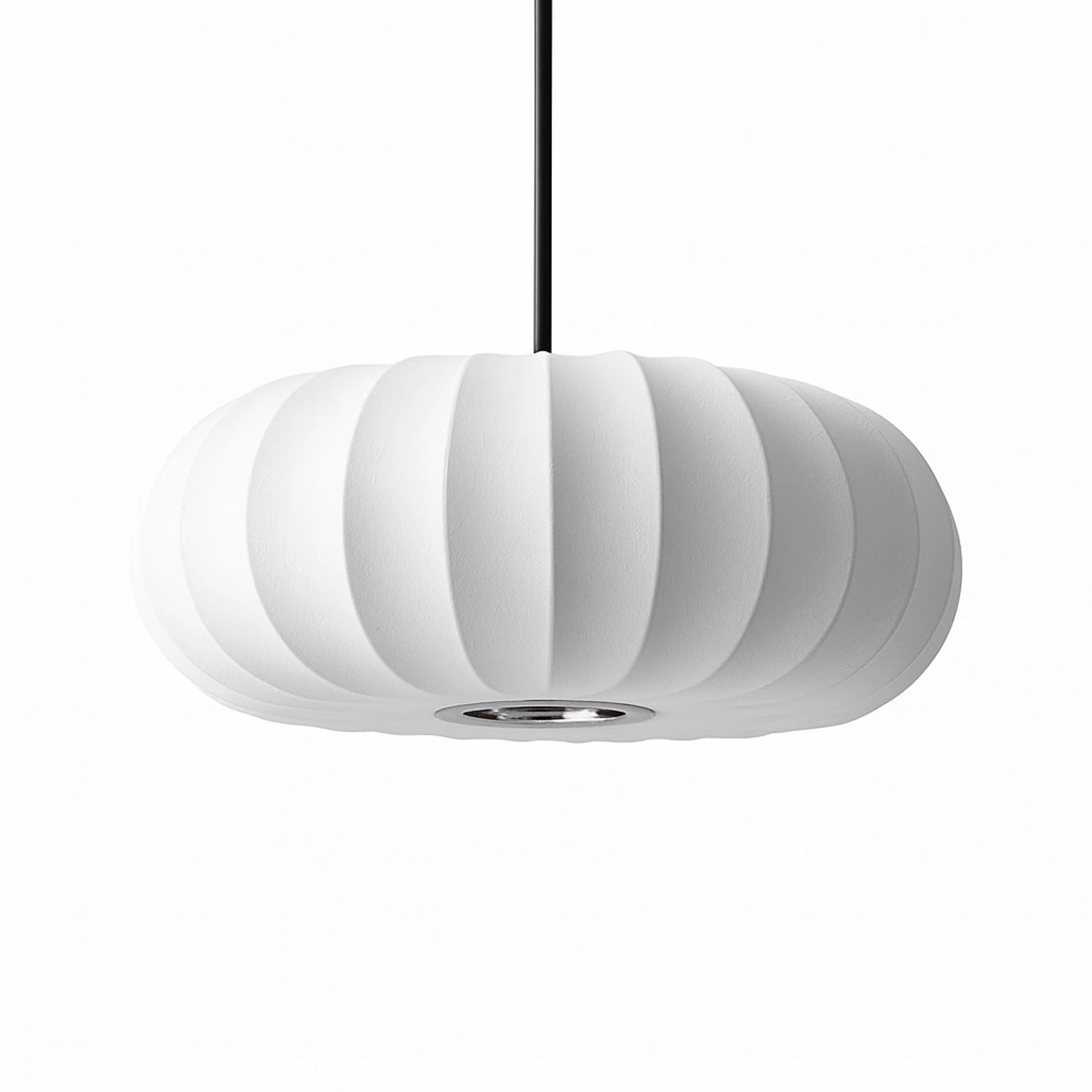 Handcrafted silk pumpkin pendant light with a retro Wabi-Sabi design and dimmable LED, perfect for elegant home decor.