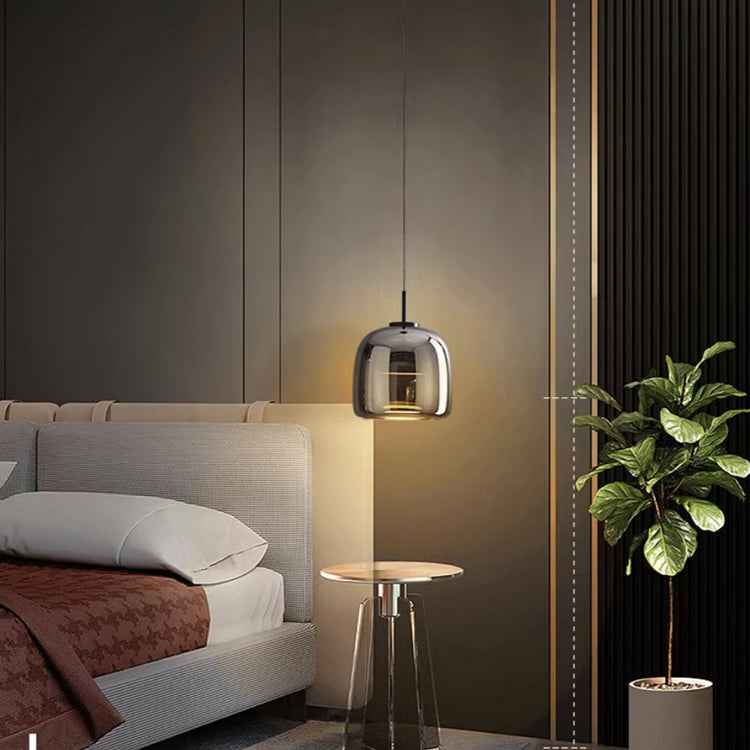 Modern Smoked Glass Pendant Light - Black Single Light Fixture