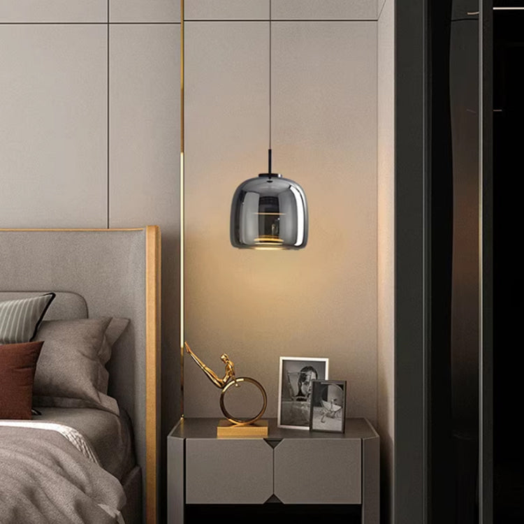 Modern Smoked Glass Pendant Light - Black Single Light Fixture
