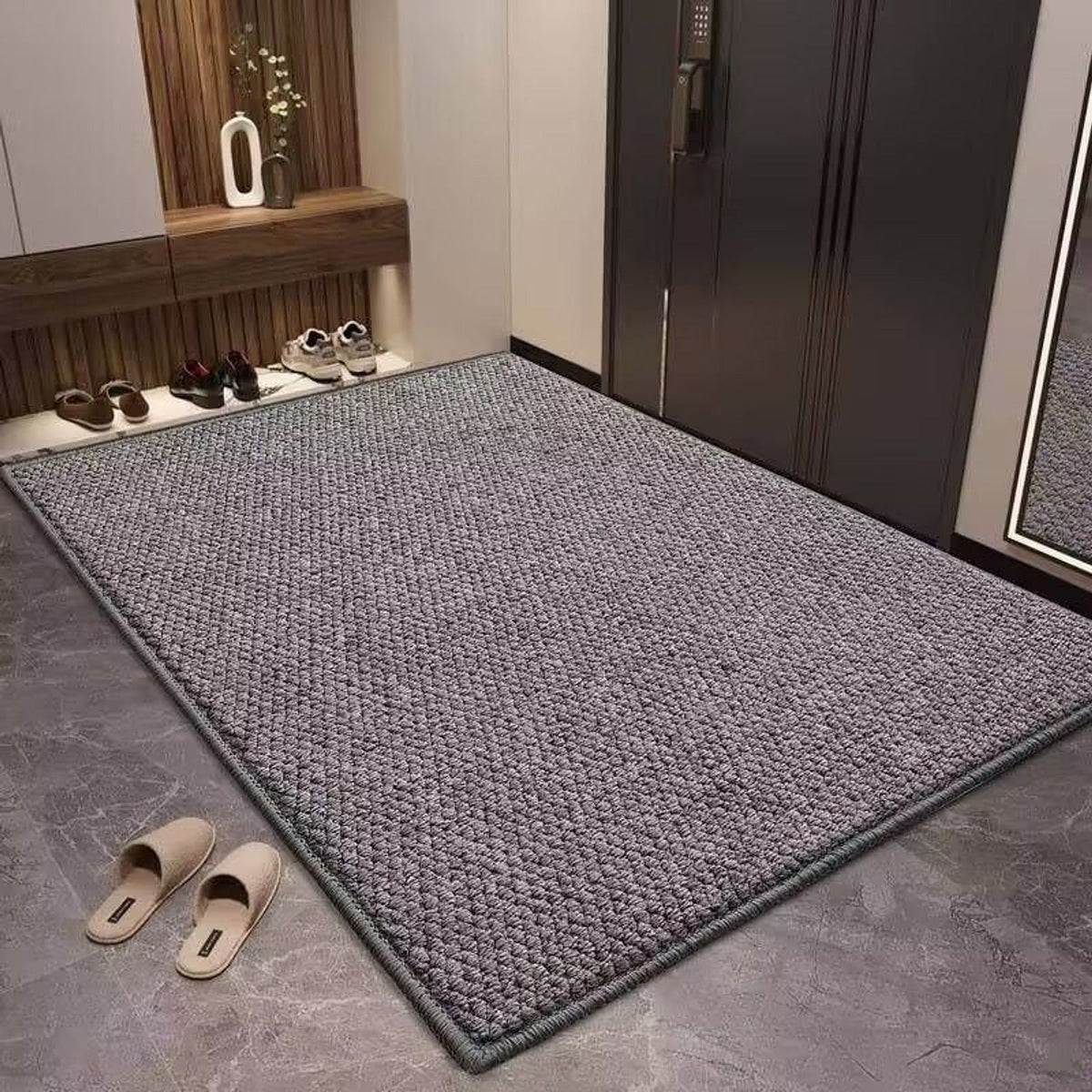 Grey woven entrance mat