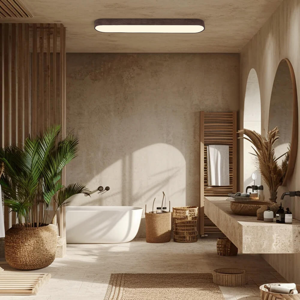 Contemporary LED Color Changing Wood Grain Flush Mount Ceiling Light