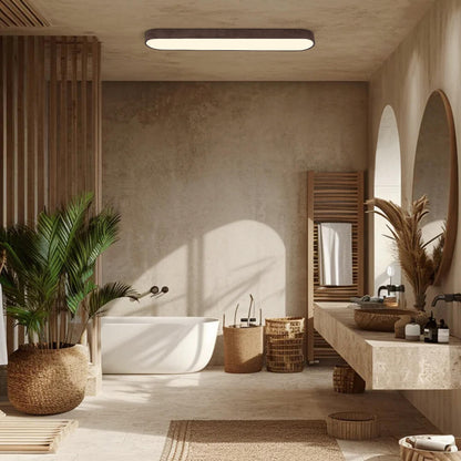 Contemporary LED Color Changing Wood Grain Flush Mount Ceiling Light