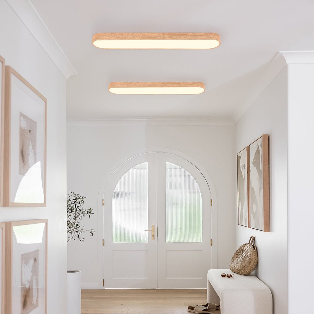 Contemporary LED Color Changing Wood Grain Flush Mount Ceiling Light
