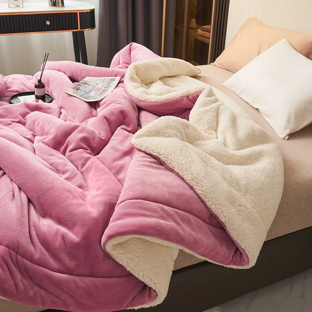 Magenta fleece blanket with sherpa lining
