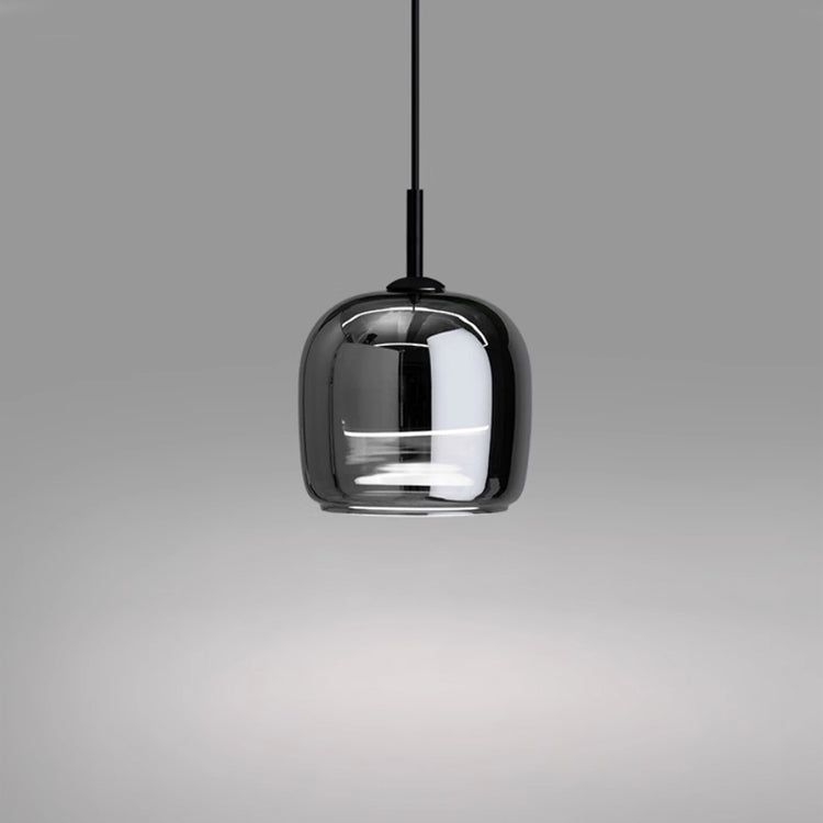 Modern Smoked Glass Pendant Light - Black Single Light Fixture